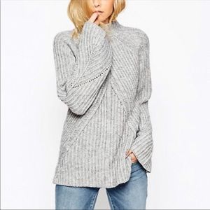 ASOS Gray High Neck Ribbed Sweater